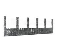 BAZZI Gabbioni Metallici per Pietre Gabbione in Rete Metallici Gabbione a U con 6 Pali in Ferro 620x20x200 cm