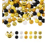 BB Beadthoven 100 perline gialle in silicone: rotonde, a forma di ape; 15 mm, 30 x 37 x 9,5 mm; foro da 2 mm; creazione di gioielli fai da te