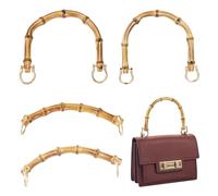 BB Beadthoven 4 manici per borse in bambù, 2 stili, a forma di U, vero bambù e lega, dorato, 109~112x150~155x14~15mm e 45x165x14mm, ferramenta di ricambio per manici di borse fai da te fatte a mano