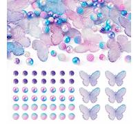 BB Beadthoven Beadthoven 100 pezzi perline acriliche blu viola farfalla rosa bacche rotonde perle finte sfuse per bracciali fai da te collane portachiavi creazione di gioielli, Foro: 1~2 mm