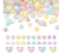 BB Beadthoven Beadthoven - 300 perline trasparenti in acrilico, a forma di stella, cuore, rotonde, colorate, sfuse, distanziatori, per collane fai da te e creazione di gioielli