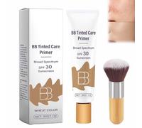 BB Blur Tinted Moisturizer,BB Blur Tinted Moisturizer Spf 30,Tinted Care Primer Sunscreen,Smooths Moisturizing Coverage Foundation Cream with Brush,Long-lasting Makeup,Full Coverage,Oil-Free,Light (C)