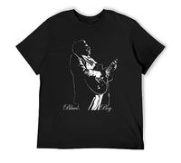 BB King Photo Portrait Jazz Guitar Unisex 100% Cotton Short-Sleeve T-Shirts Black XL