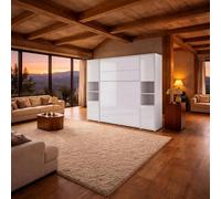 BB Loisir Armadio Letto a Scomparsa Con 2 Armadi Verticali 160x200 cm Bianco Lucido, Cassetto e Ripiano - Consus