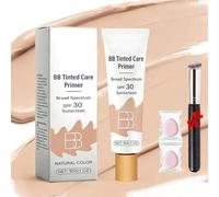 Bb Tinted Care Primer With Brush,BB Cream Tinted Moisturizer,Lightweight Hydrating Primer,Evens Skin Tone & Smooths Appearance, Full Coverage,For All Skin Types (Natural,1Pcs, P11)