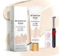 Bb Tinted Care Primer With Brush,BB Cream Tinted Moisturizer,Lightweight Hydrating Primer,Evens Skin Tone & Smooths Appearance, Full Coverage,For All Skin Types (Ivory,1Pcs, O22)
