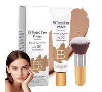 BB Tinted Care Primer with Brush,BB Cream Tinted Moisturizer with Broad SpectrumSpf,Moisturizer,Hydrates & Smooths Your Skin,Brightens,Suitable for women (Wheat, 1Pcs)