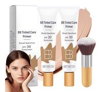 BB Tinted Care Primer with Brush,BB Cream Tinted Moisturizer with Broad SpectrumSpf,Moisturizer,Hydrates & Smooths Your Skin,Brightens,Suitable for women (Wheat, 2Pcs)