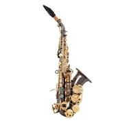 Bb Tune Sassofono Saxophone Ottone Oro Nero Nichelato Collo Curvo B-Flat Sax Saxophone Strumento Musicale (Color : Bk Ncikel)
