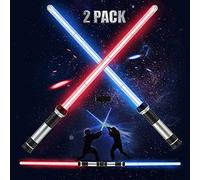 BBABBT Confezione da 2 spade laser 2 in 1, spade laser di Star Wars con luce e suono, 6 modalità che cambiano 7 colori, spada luminosa per bambini e adulti, regalo di Natale, Halloween e compleanno