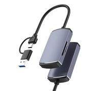 Bbajszx Accessorio per scheda USB 3.2 a due slot in alluminio La connessione tipo C consente la lettura e scrittura simultanea memoria e schede piccole dimensioni Velocità trasferimento veloce, Gray