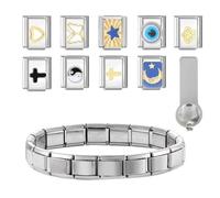 Bbajszx Bracciale con ciondoli Italiani Multifunzionale in Oro Argento da 9 mm in Acciaio Inossidabile per Donne Uomini Bambini Gioielli Artigianali modulari Set ciondoli modulari