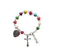 Bbajszx Bracciale decennale con perline rosario automatico amore cattolico Cristo rosario crocifisso misericordia divina regalo per donna uomo braccialetto cattolico