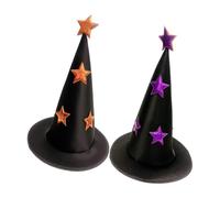 Bbajszx Cappello da strega per eventi Halloween, cappello per costume in tessuto a punta con larga, dettaglio stella e guida alle dimensioni del display Strega Halloween Costume a punta per festa