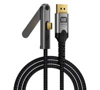 Bbajszx Cavo 16K 60Hz da Tipo C a DisplayPort, Cavo Video Intrecciato DP2.1 da 80 Gbps da 2 m con Supporto Pieghevole per la visualizzazione Schermo e l ' Uso del Display sullo Schermo da Gioco