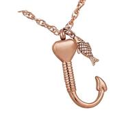 Bbajszx Collana con urna in acciaio inossidabile, gioielli con ciondoli commemorativi, con da pesca a forma cuore, per riporre le ceneri, gioielli per cremazione animali domestici