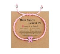 Bbajszx Fede Speranza Coraggio Braccialetti con ciondoli Bracciale per la consapevolezza del Cancro Seno Bracciale con Nastro Accessorio per Gioielli da Donna Bracciale Intrecciato