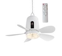 Bbajszx Ventilatore sospeso Ricaricabile da 42 cm con Funzione Timer Luce dimmerabile per Ventola Raffreddamento all ' Ombra scoppiata nel Cortile della Tenda