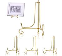 BBAOO Espositore Di Ferro, 4 Pezzi Espositori Per Piatti, Espositore Stand In Ferro, Porta Piatti Da Esposizione Oro, Per Foto, Libri, Piatti e Artigianato