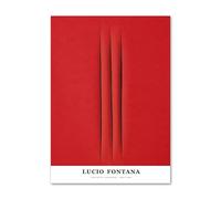 BBAUER Lucio Fontana Poster Taglio rosso Tela Pittura Astratta Arte della parete Lucio Fontana Stampe per soggiorno Decorazioni per la casa Immagini 50X70 cm Senza cornice