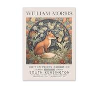 BBAUER Vintage William Morris Fox Poster Pittura astratta su tela Foglie Animali Wall Art William Morris Stampe per la decorazione domestica Immagine artistica 40x60 cm Senza cornice
