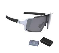 BBB Cycling, Occhiali da sole MTB per mountain bike e bici da strada, da uomo, donna, con custodia, protezione UV, infrangibile, grande lente torica, Chester Smoke, BSG-69T, bianco opaco, taglia unica