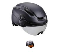 BBB Indra Faceshield Bhe-56f 2021, Casco da Bicicletta E-Bike e Speed con Visiera Regolabile +40% di Protezione, Certificato CE, per Uomo e Donna, Taglia Bici, Nero Opaco/Trasparente, L (58-62cm)