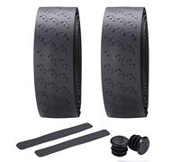 BBB Nastro adesivo per manubrio bici da strada, bici urbane e MTB, antiscivolo, include tappi per manubrio e nastro di finitura nero UltraRibbon Gel BHT-15G