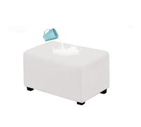 BBDIYCD Copri Pouf Impermeabile con Elastico, Copri poggiapiedi, coprisedile Rettangolare Elasticizzato, Copri poggiapiedi, Protezione Universale per Pouf in Pelle Scamosciata,White,L