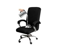 BBDIYCD Coprisedia da Ufficio Impermeabile con braccioli, Coprisedia per Computer, Coprisedia Elasticizzato Girevole, Fodera Girevole Rimovibile Protezioni per coprisedia Boss,Black,L