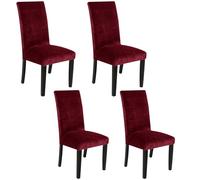 BBDIYCD Coprisedie da Pranzo, Coprisedie in Velluto Elasticizzato per sedie da Pranzo, Coprisedie Rimovibili, Coprisedie per Sala da Pranzo, Hotel, Cucina, Cerimonia,Red,4PCS