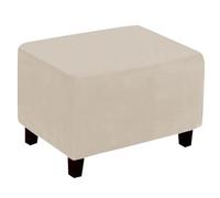 BBDIYCD Fodera per Pouf Rettangolare, Coperture protettive per poggiapiedi, Copri Pouf per Sgabello Elasticizzato con Fondo Elasticizzato, Fodera per Pouf Rettangolare Antiscivolo,Beige,L