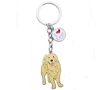 BbearT®, portachiavi con targhetta per cani e cani di piccola taglia, in metallo per cani, portachiavi per auto, per compleanno, motivo: Golden Retriever 2