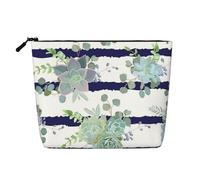BBEXJIGY A righe succulente Stampa Singolo Strato Finto Lino Come Makeup Bag Elegante Pratico Organizer per Cosmetici, nero, Taglia unica