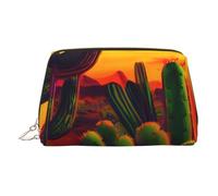 BBEXJIGY Borsa da toilette da viaggio in pelle con stampa di cactus nel deserto per articoli da toeletta da donna borsa cosmetica borsa per il trucco