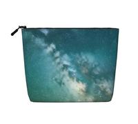 BBEXJIGY Borsa per il trucco con stampa di cielo stellato profondo spazio esterno singolo strato finto lino come borsa per il trucco elegante e pratico organizer per cosmetici, nero, Taglia unica