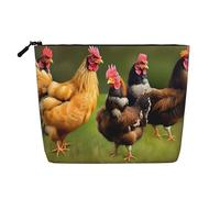 BBEXJIGY Lino finto lino con stampa gallo singolo strato come borsa per il trucco elegante e pratico organizzatore per cosmetici, nero, Taglia unica