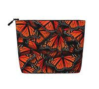 BBEXJIGY Monarch Butterflies. Stampa singolo strato finto lino come borsa per il trucco elegante e pratico organizer per cosmetici, nero, Taglia unica