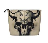 BBEXJIGY Runner Bull Skull Print Single Layer Fake Linen Like Makeup Bag Elegante Pratico Organizer per Cosmetici, nero, Taglia unica
