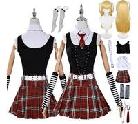 bbganlian Anime Death Note Misa Amane Cosplay Costume Vestito Gioco di Ruolo Uniforme Set Completo Halloween Festa Carnevale Dress Up Suit con Parrucca Collana per Donne (XL)