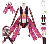 bbganlian Anime Demon Slayer Daki Cosplay Costume Vestito Gioco di Kanroji Mitsuri Ruolo Uniforme Set Completo Halloween Carnevale Dress Up Suit con Parrucca Copricapo per Donne (M)