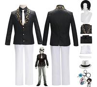 bbganlian Anime Demon Slayer Kibutsuji Muzan Cosplay Costume Vestito Gioco di Ruolo Uniforme Set Completo Halloween Festa Carnevale Dress Up Suit con Parrucca Cappello per Uomini (M)