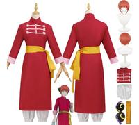 bbganlian Anime Gintama Kagura Cosplay Costume Vestito Sakata Gintoki Gioco di Ruolo Uniforme Set Completo Halloween Festa Carnevale Dress Up Suit con Parrucca Copricapo per Donne (L)