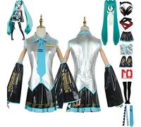 bbganlian Anime H'atsune M'iku Cosplay Costume Vestito Gioco di Ruolo Uniforme Set Completo Halloween Carnevale Festa Dress Up Suit con Parrucca Copricapoper Auricolari per Donne (XXXL)