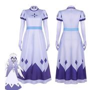 bbganlian Anime Hazbin Hotel Emily Seraphim Cosplay Costume Vestito Charlie Morningstar Uniforme Abiti Blu Set Completo Halloween Carnevale Festa Dress Up Suit per Donne (S)