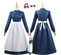 bbganlian Anime Howl's Moving Castle Sophie Maid Cosplay Costume Vestito Gioco di ruolo Uniforme Set completo Halloween Festa Carnevale Dress Up Suit con copricapo per Donne (M)