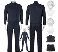 bbganlian Anime Jujutsu Kaisen Season 2 Gojo Satoru Cosplay Costume Vestito Itadori Yuji Uniforme Set Completo Halloween Carnevale Festa Dress Up Suit con Parrucca Per Uomini (M)