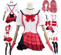 bbganlian Anime LoveLive Maki Nishikino Cosplay Costume Vestito Gioco di Ruolo Uniforme Set Completo Halloween Festa Carnevale Dress Up Suit con Parrucca Orecchini per Donna (L)