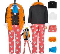 bbganlian Anime One Piece Brook Cosplay Costume Vestito Monkey D. Luffy Portgas D Ace Gioco di Ruolo Uniforme Set Completo Halloween Festa Carnevale Dress Up Suit per Uomini (XL)