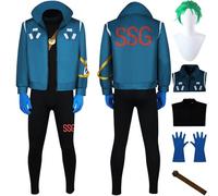 bbganlian Anime One Piece Egghead Island Roronoa Zoro Cosplay Costume Vestito Gioco di ruolo Uniforme Set Completo Halloween Carnevale Festa Dress Up Suit con Parrucca per Uomini (L)
